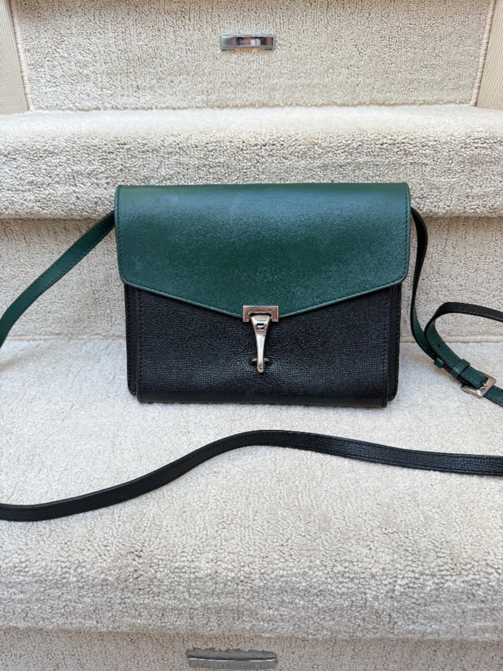 Burberry Derby Calfskin Baby Macken Crossbody Bag Black & Green